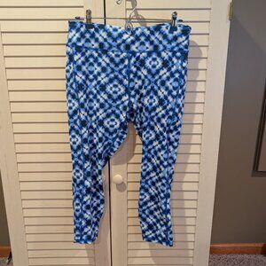 Duluth Women's Suit Up Swim High Waist Capris (Blue Pattern) Size Medium